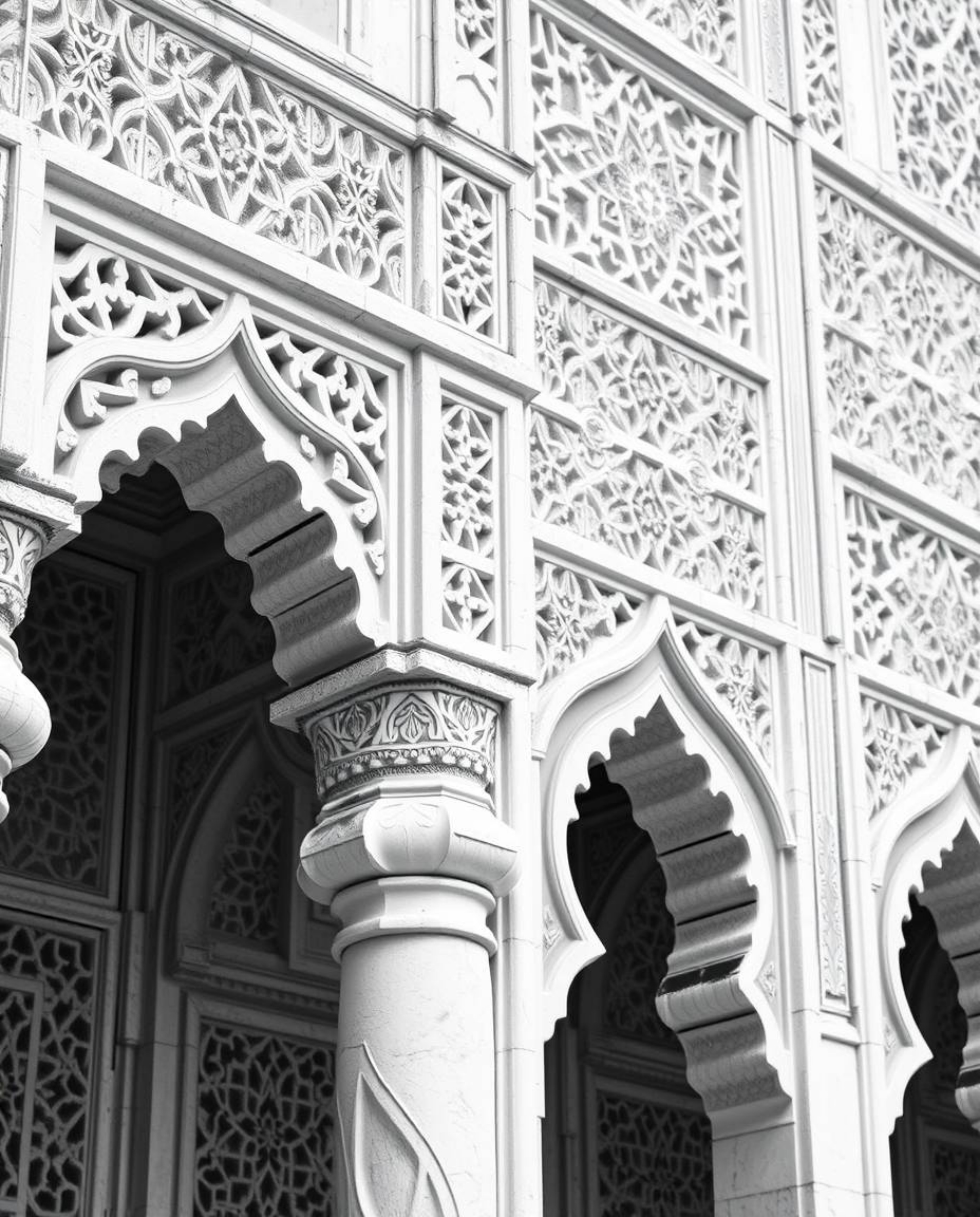 Explore our stunning collection of high-resolution stock photos featuring classic black and white Islamic geometric patterns 