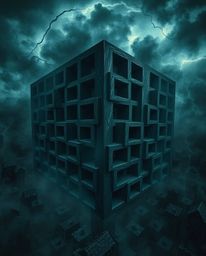 Experience the unsettling beauty of an Escher-inspired artwork featuring a repetitive cube pattern within impossible geometry