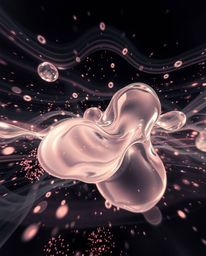 This surreal photograph blends infrared tones with long exposure techniques, capturing glassy fluid 3D shapes in constant mot