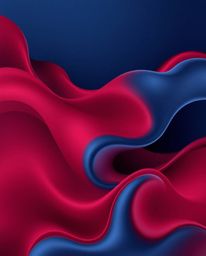 Explore a high-resolution 3D illustration showcasing rich burgundy and deep blue fluid shapes seamlessly morphing into each o