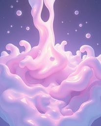 Explore a surreal isekai anime style featuring abstract 3D liquid forms rendered in soft pastel colors and striking infrared 