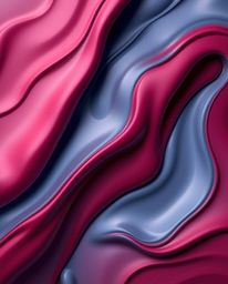 Explore a captivating overhead perspective of sophisticated 3D abstract liquid forms rendered in rich burgundy and deep blue 