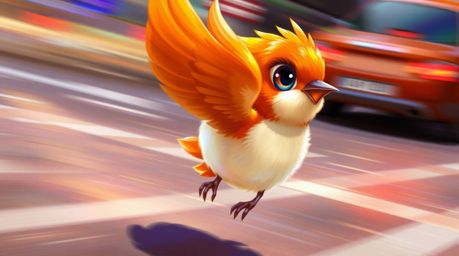 Experience the vibrant energy of digital painting with this captivating artwork featuring a fast-running bird zooming past tr
