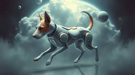 Imagine a world where dogs have evolved to navigate the cosmos on their own. This collection presents a futuristic canine gra