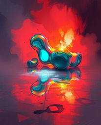 Explore a mesmerizing fantasy scene featuring a digital sketch with painterly strokes and sculptural 3D fluid shapes made of 