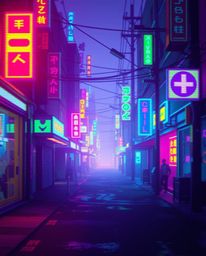 A captivating pixelated glitch art image depicting a cyberpunk street scene.  The artwork features a soft pastel color palett
