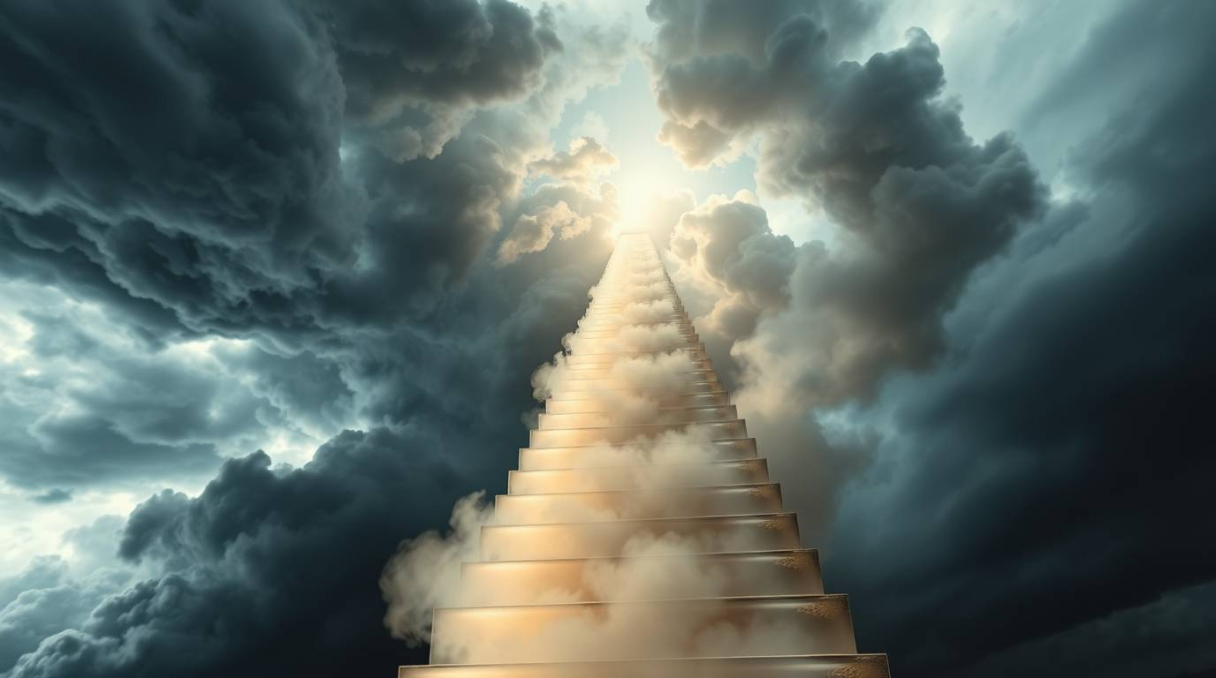 This high-resolution stock photo captures a mesmerizing winding stairway of smoke and light, ascending dramatically into a st
