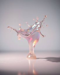 Experience the mesmerizing beauty of an iridescent paint splash frozen in mid-air. This high-speed photograph captures surrea