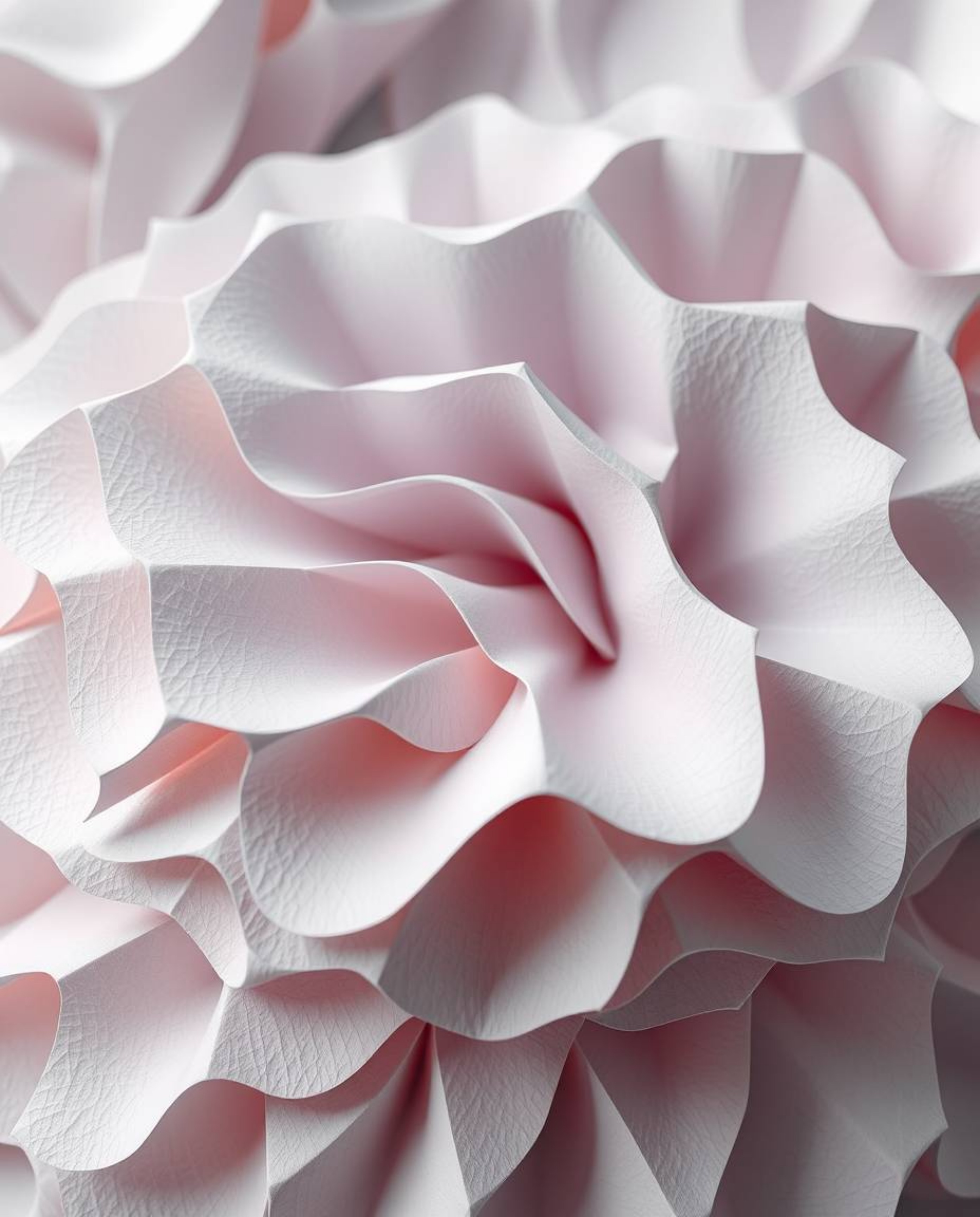 Explore a high-angle view showcasing layered papier-mâché 3D shapes, meticulously crafted with smooth gradient textures in a 