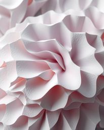 Explore a high-angle view showcasing layered papier-mâché 3D shapes, meticulously crafted with smooth gradient textures in a 