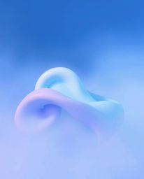 A collection of captivating abstract scenes featuring 3D liquid forms rendered in cool pastel colors, shrouded in a thick fog