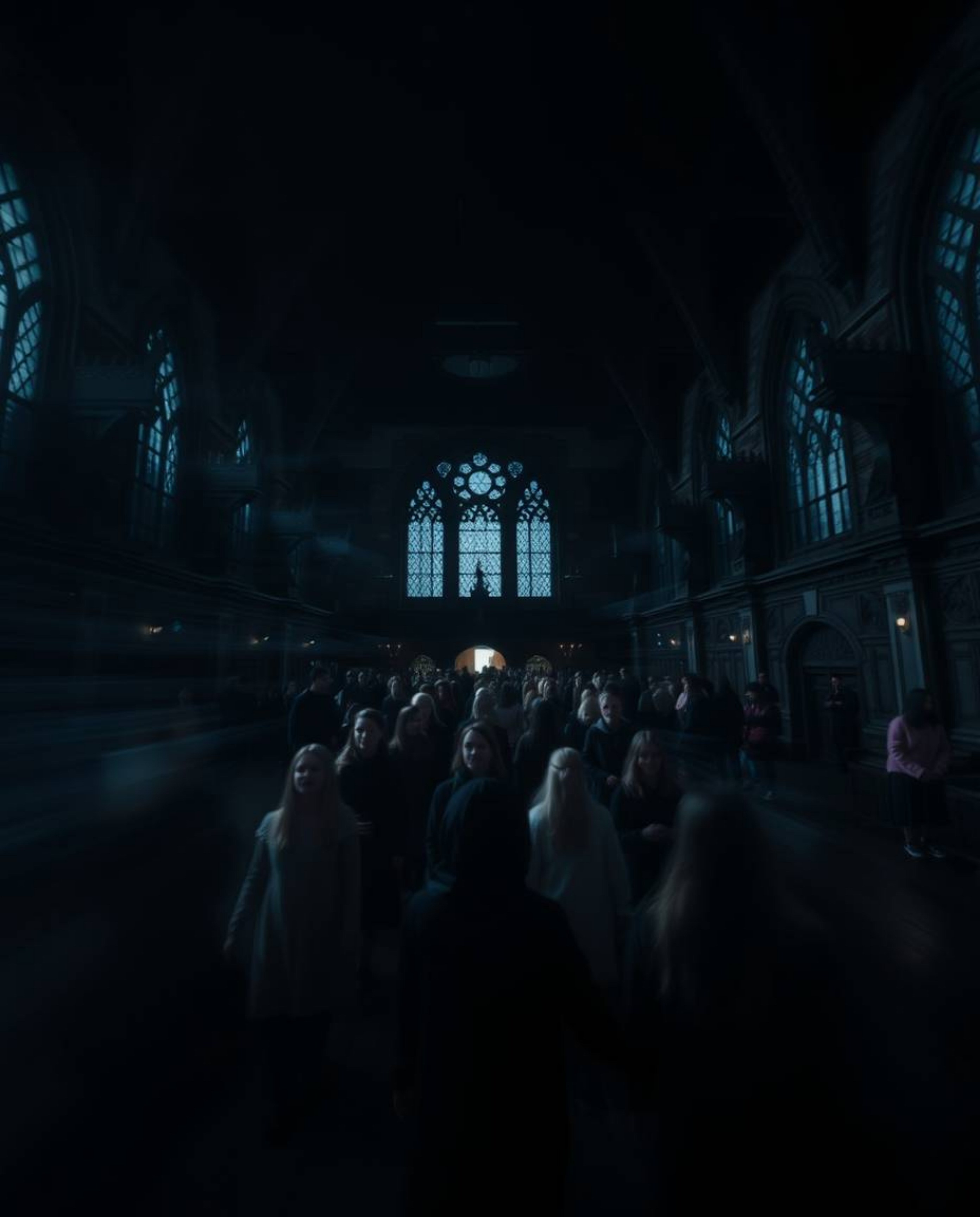 Explore the enchanting world of a magical school through the lens of intense, jet-black long-exposure photography. This capti