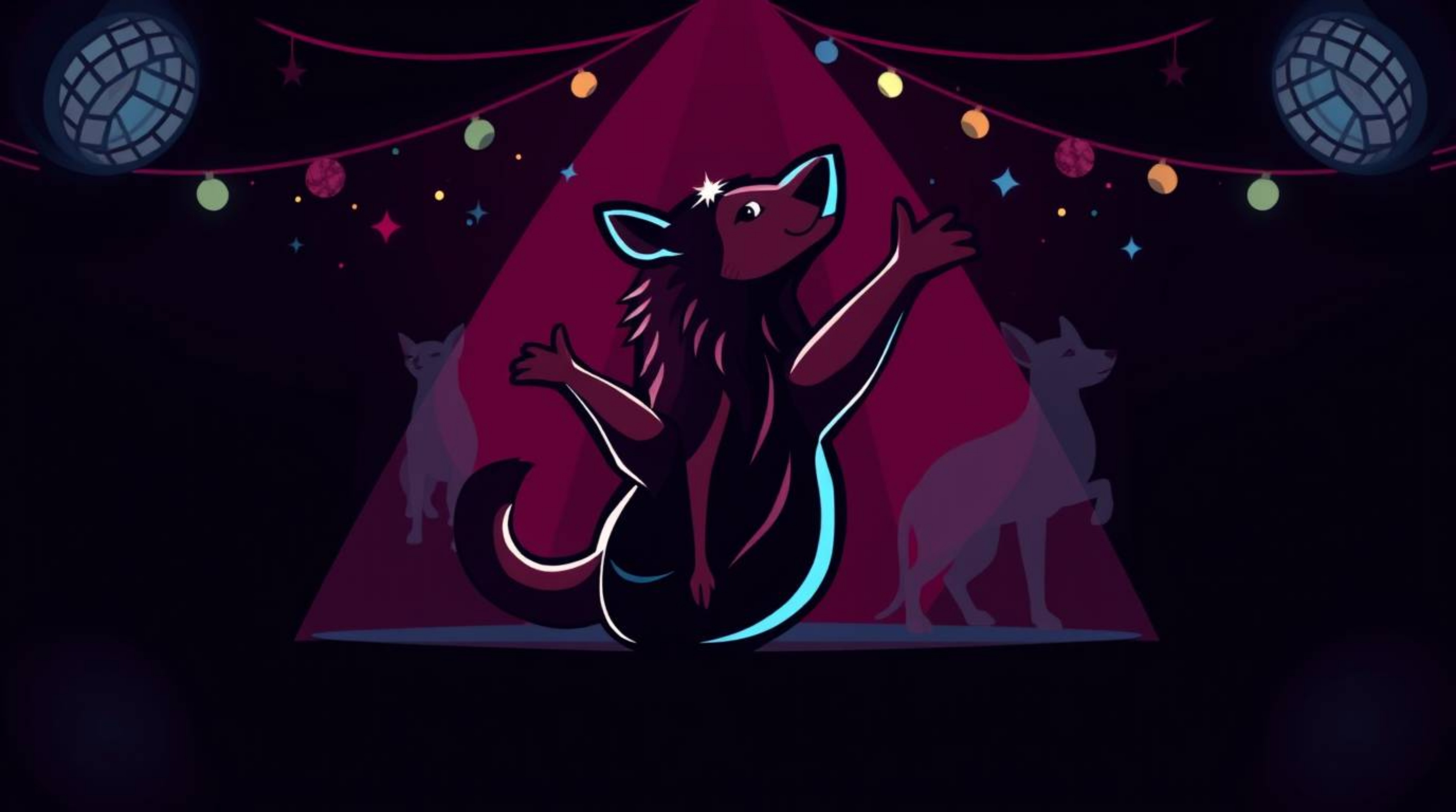 Experience a sophisticated and elegant animal dance party.  The event features dazzling disco lights, a logo designed with ba