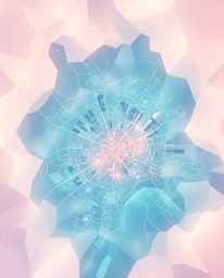 Discover an ethereal, abstract city map viewed from above.  This stunning artwork features geometric shapes, smooth gradient 