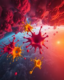 Experience the captivating beauty of surreal digital art featuring abstract 3D colorful splash shapes floating in a cosmic sp