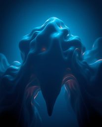 Explore the captivating world of volumetric lighting with futuristic 3D fluid shapes and glowing edges against a deep blue ba