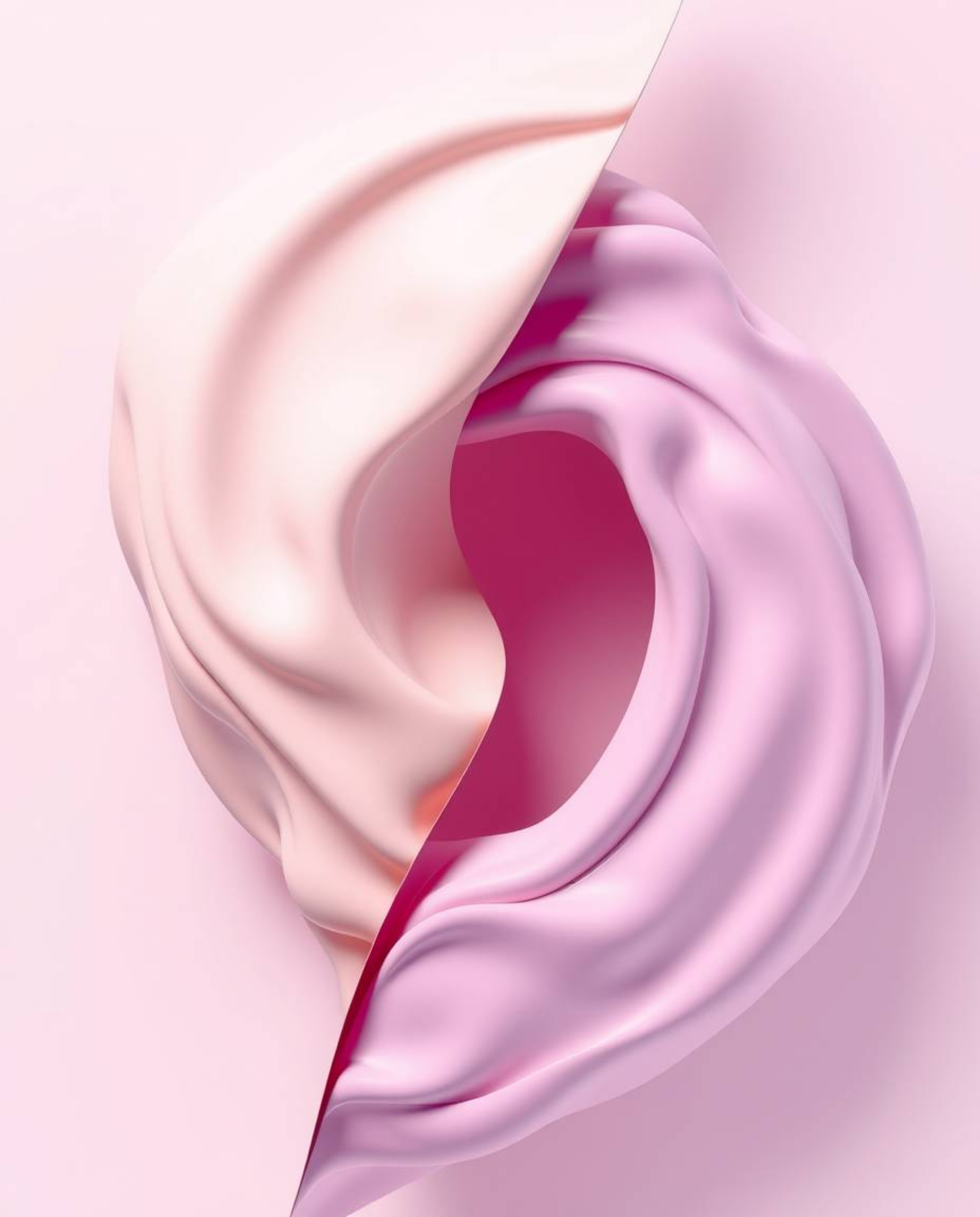 Explore mesmerizing abstract liquid forms rendered in 3D with a distinct split composition. This captivating artwork features