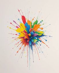 A vibrant and energetic hand-drawn sketch capturing a massive explosion of colorful paint splashes against a stark white canv