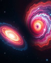 Experience the awe-inspiring spectacle of colliding galaxies in a cosmic explosion of light and color. This image utilizes hi
