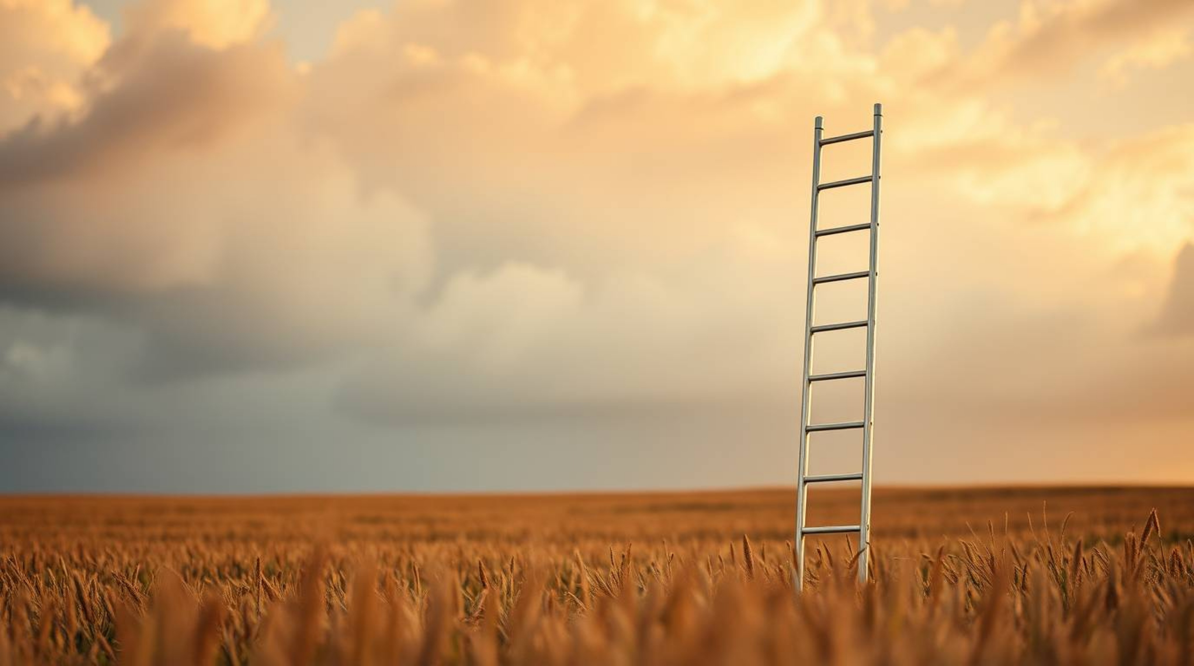This high-resolution stock photo captures an extreme macro close-up of a minimalist scene featuring a silver ladder in an ope