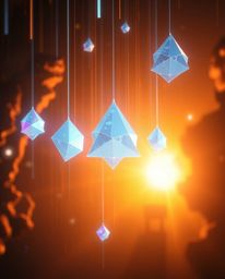Immerse yourself in an ethereal and spiritual realm with this captivating image showcasing glitched geometric shapes graceful