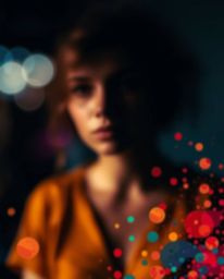 Experience the captivating blend of vibrant watercolor splashes and a blurred bokeh effect.  This image showcases strong cont