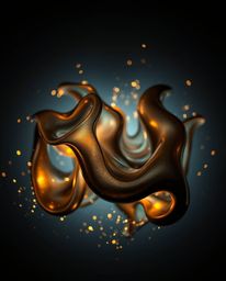 Experience the mesmerizing interplay of high-contrast, low-key lighting illuminating glassy fluid 3D shapes in motion, envelo