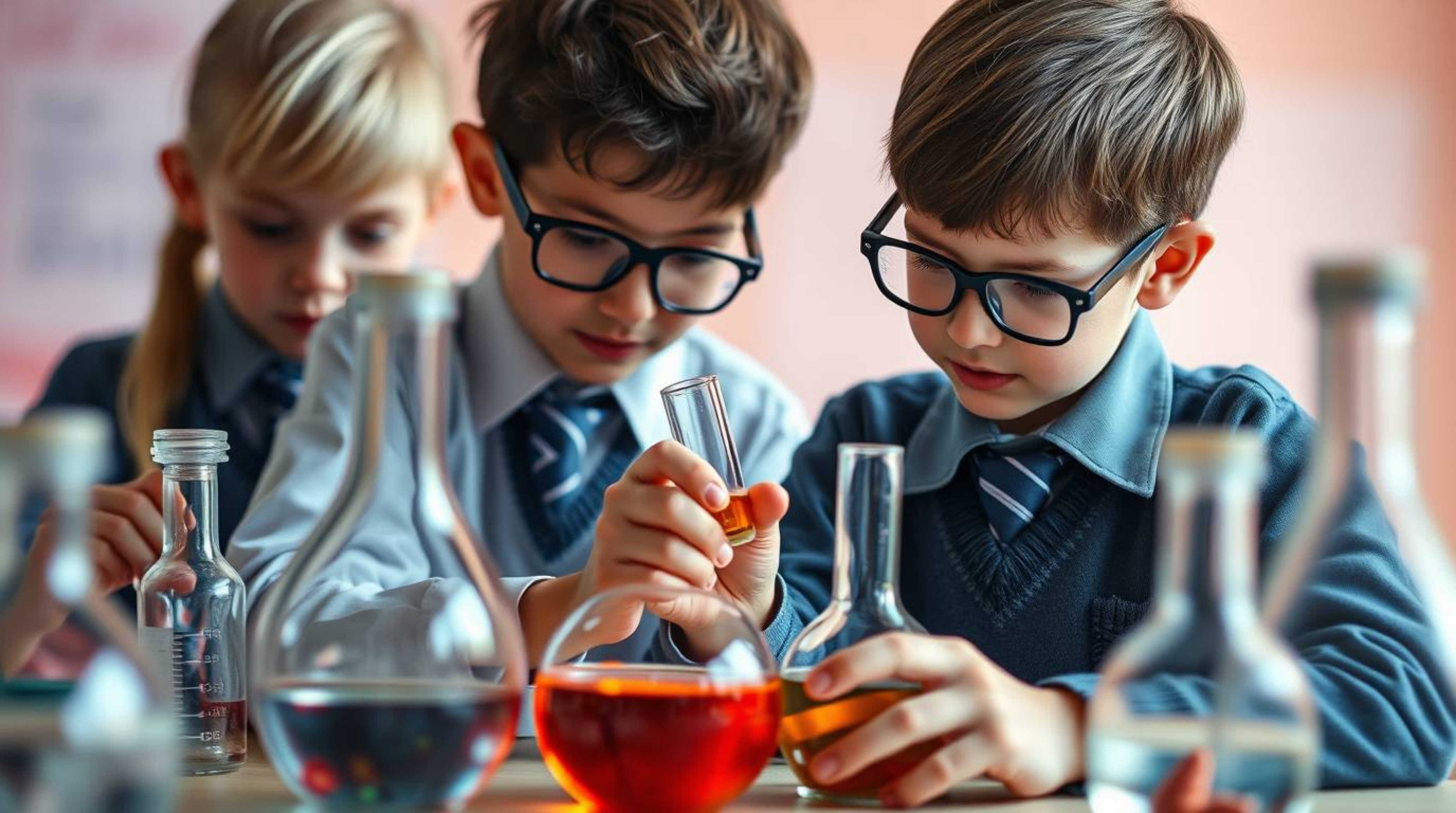 Dive into a world of whimsical wonder with this extreme macro photograph.  Quirky children in school uniforms conduct captiva