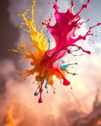 Experience a futuristic vision with this sci-fi inspired image showcasing vibrant paint frozen in mid-air. Captured with a hi