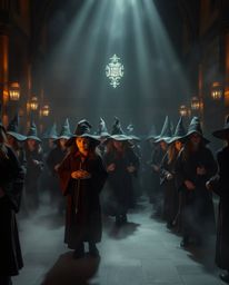 Discover a captivating visual journey into a magical school brimming with young wizards. Rendered in a striking moody style