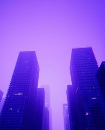 A captivating digital photograph featuring a long exposure technique and deep ultraviolet hues, creating a glitchy effect and