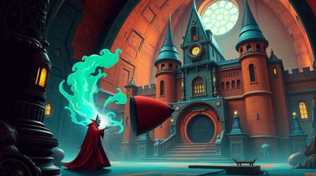 A captivating blend of classic Disney villainy and futuristic sci-fi. Imagine a powerful Disney villain casting a spell with