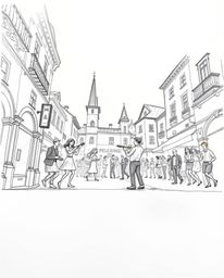 A hand-drawn sketch, rendered with rough lines and textured pencil strokes against a white background, depicts a musical numb
