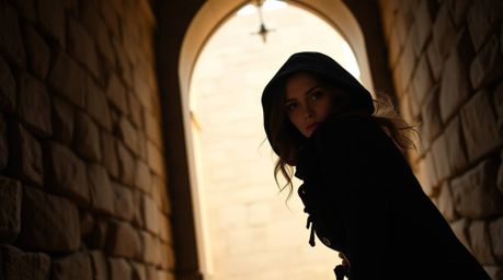 A captivating fine art photograph depicting an elegant thief with refined features and graceful movements, subtly infiltratin