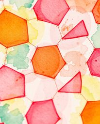 An extreme macro close-up reveals the intricate detail of a delicate watercolor painting.  The artwork features a seamless ge