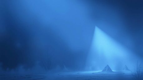 This image evokes an eerie and creepy atmosphere, highlighted by strong, hard light that casts harsh shadows. The unsettling 