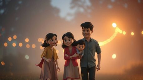 Capture the magic of a heartfelt family reunion in stunning Pixar style with long exposure photography. This technique create