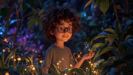 A high-resolution, professionally lit, and meticulously detailed stock photo captures a bespectacled, curly-haired, and brigh