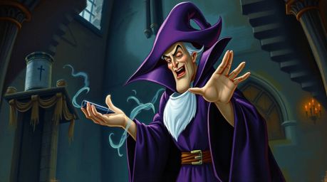 Immerse yourself in the dramatic world of a classic Disney villain, depicted in a rich oil painting style within the depths o