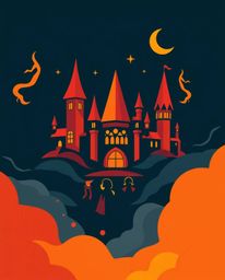 A captivating logo design for a magical school filled with young wizards.  The warm and inspired design features geometric sh
