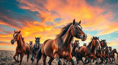 Experience the power and beauty of nature with this high-resolution stock photo capturing a tight close-up of a herd of wild 