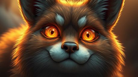 Discover a captivating concept art piece featuring a sarcastic animal sidekick. Its radiant, expressive eyes and luxurious f