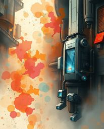 Explore a world where advanced technology meets the delicate beauty of watercolor in a futuristic sci-fi style. This artwork 