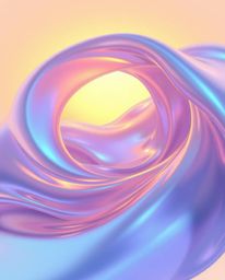 This 3D illustration captures the beauty of fluid shapes morphing in an endless loop, bathed in the warm, soft light of a gol