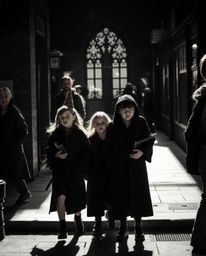 Capture spontaneous candid moments of young wizards in a magical school setting.  This collection features striking chiaroscu