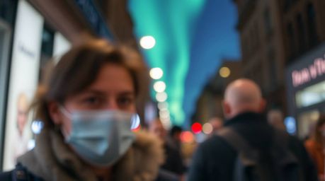 Explore the captivating blend of candid street photography and the mesmerizing aurora borealis. Witness a blurred bokeh effec