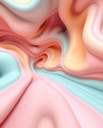 This image showcases precise architectural photography of seamless 3D abstract liquid forms.  Pastel colors blend smoothly in