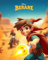 Embark on a thrilling Disney-style desert adventure with a brave hero! This vibrant scene captures a lively and energetic atm