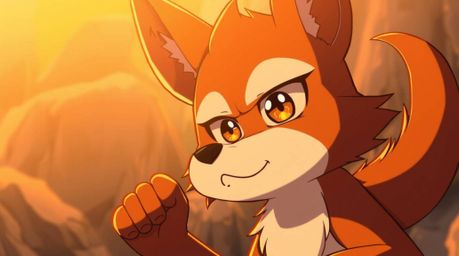 Explore a vibrant Isekai anime scene bathed in warm golden hour light, featuring a sarcastic animal sidekick with expressive 