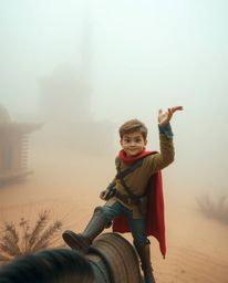 Experience the breathtaking architectural color photography of a brave, Disney-style hero embarking on a thrilling desert adv